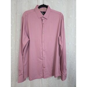 Tom Baine Men Slim-Fit Performance Stretch Button Rose Red Shirt XL 17-17.5